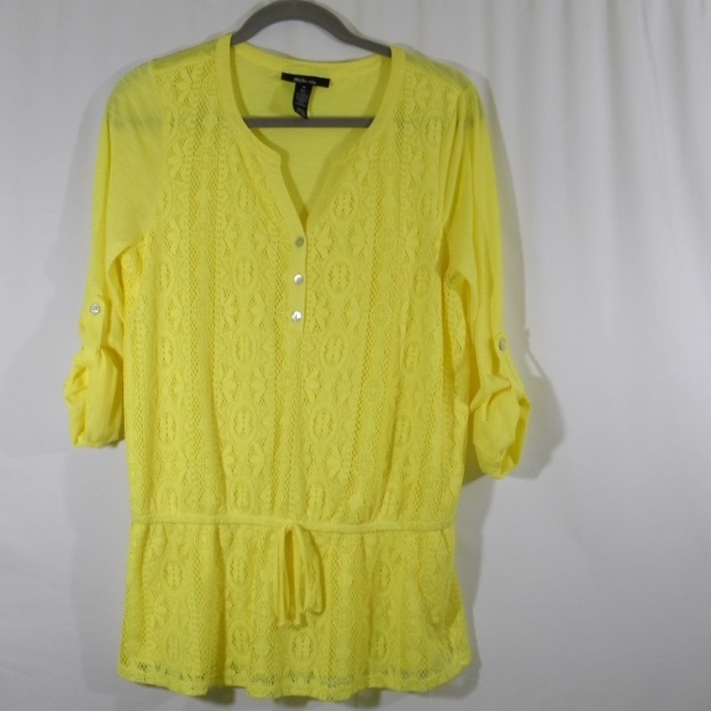 Yellow Style & Co Lace-Front Top